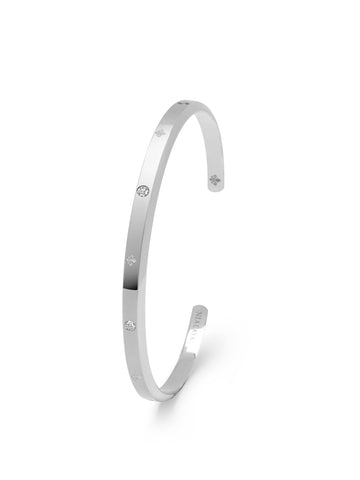 Nialaya Men's Bangle Men's Silver Open Simplicity Fleur de Lis Bangle Men's Silver Open Simplicity Fleur de Lis Bangle